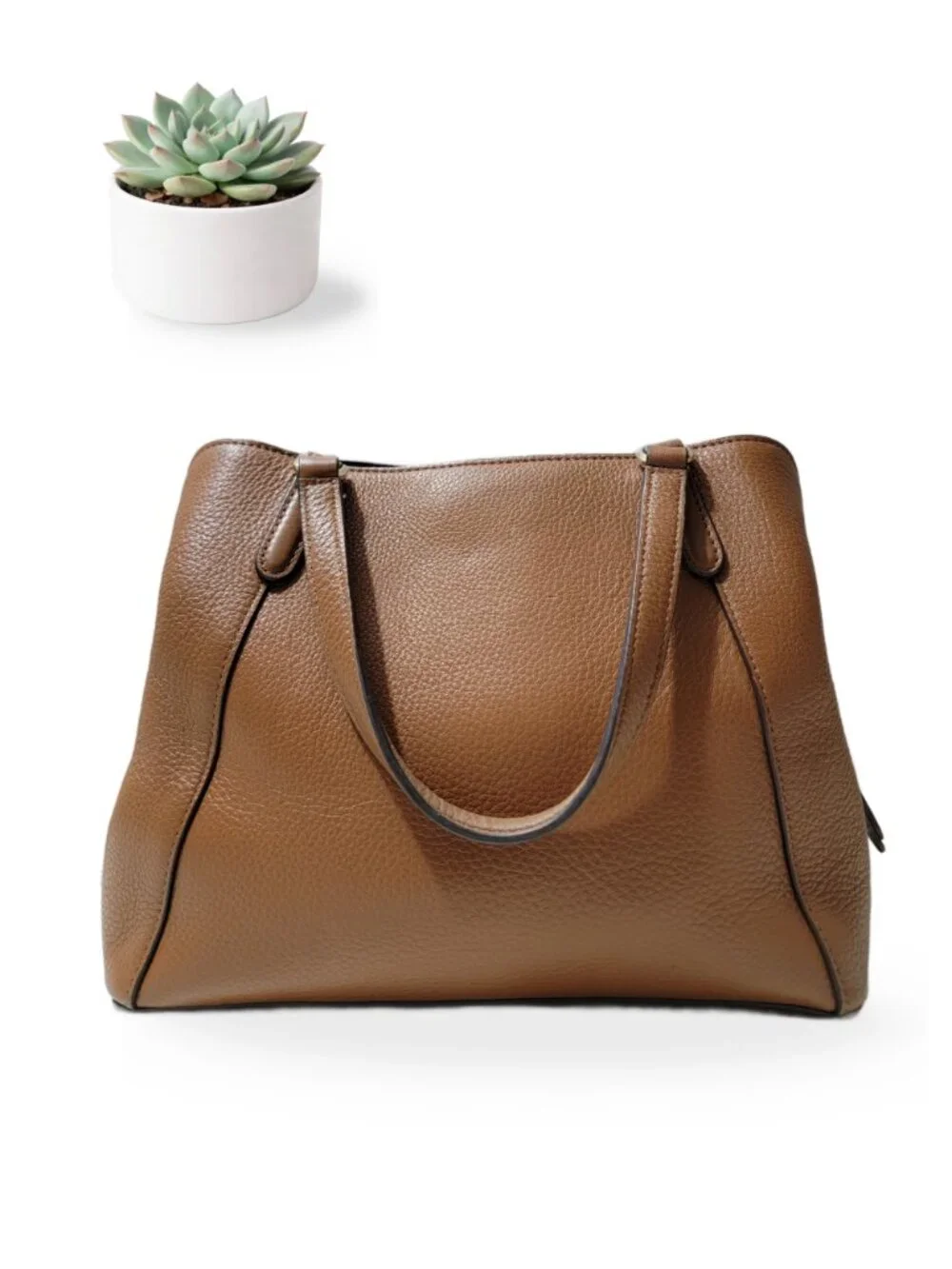 Kate Spade Eva Brown Pebbled Leather Satchel Crossbody Bag Two-Way Tote Purse